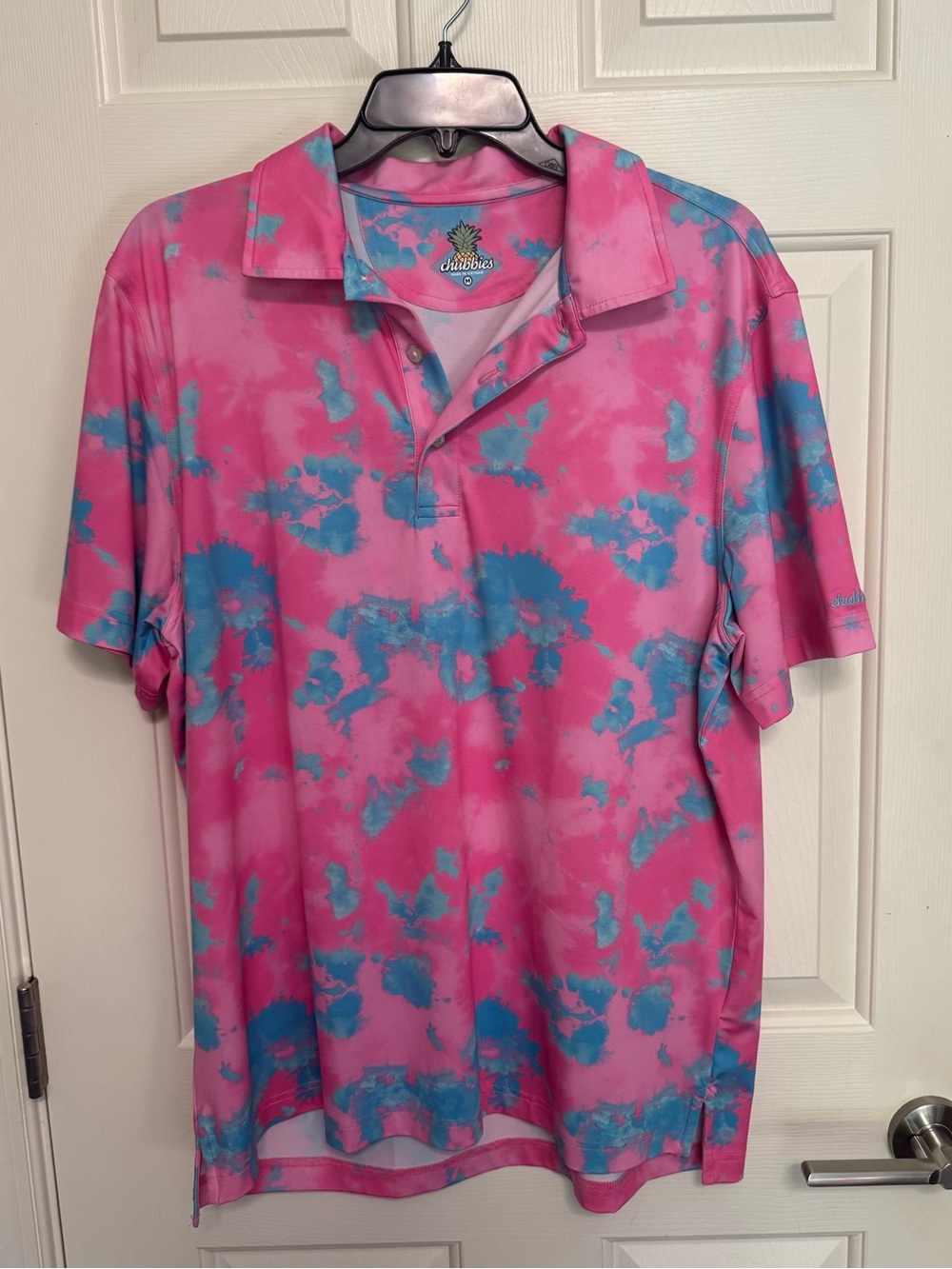 Chubbies Men’s Pink & Blue Tie-Dye Polo Shirt Size M